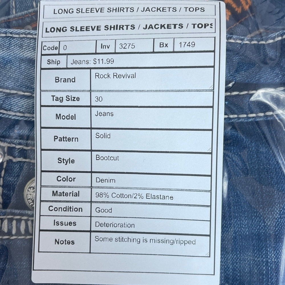 Rock Revival Womens 30 Jen 05 Bootcut Jeans Solid Blue Denim Embellished Y2K - Picture 3 of 16
